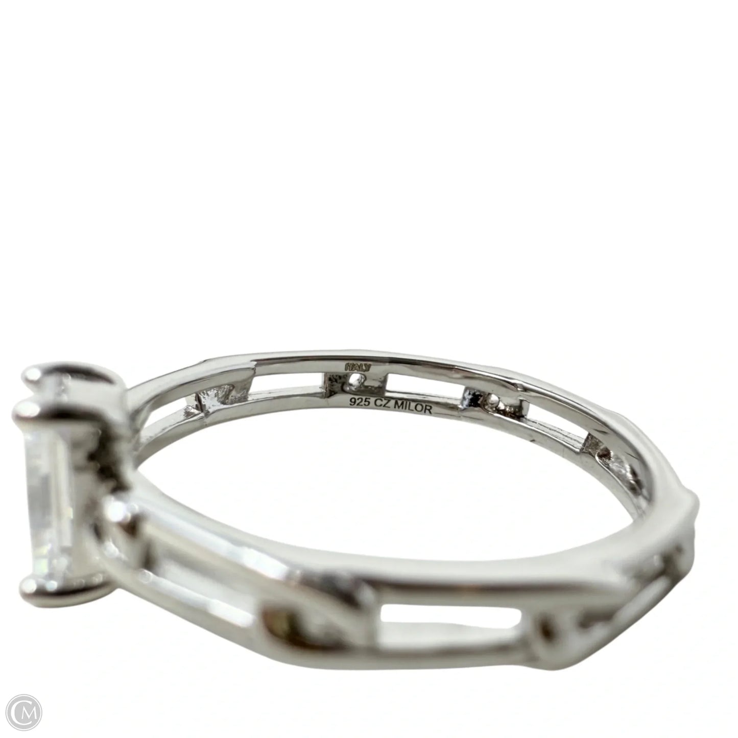 Sterling Silver Radiant Cut Cubic Zirconia Ring By Milor Italy, Size: 7