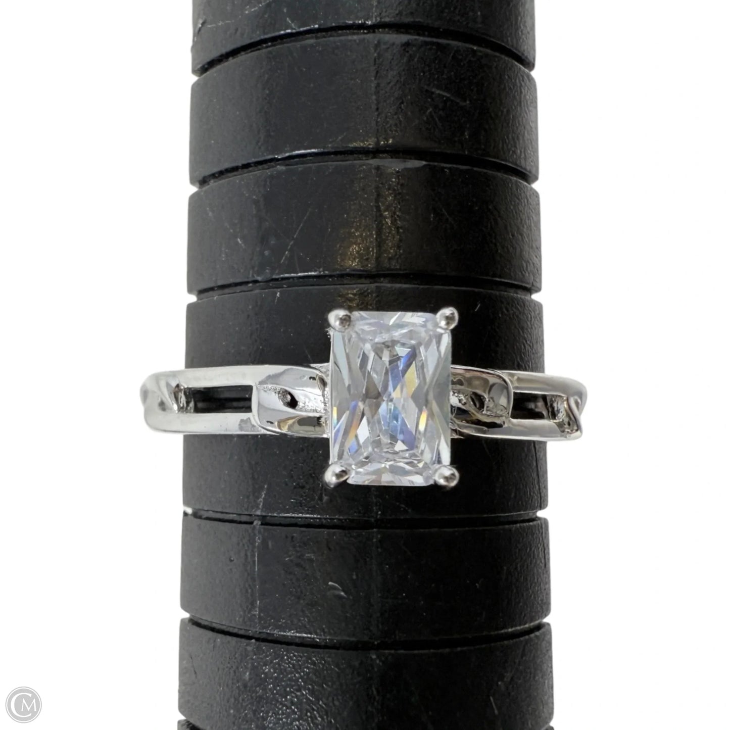 Sterling Silver Radiant Cut Cubic Zirconia Ring By Milor Italy, Size: 7