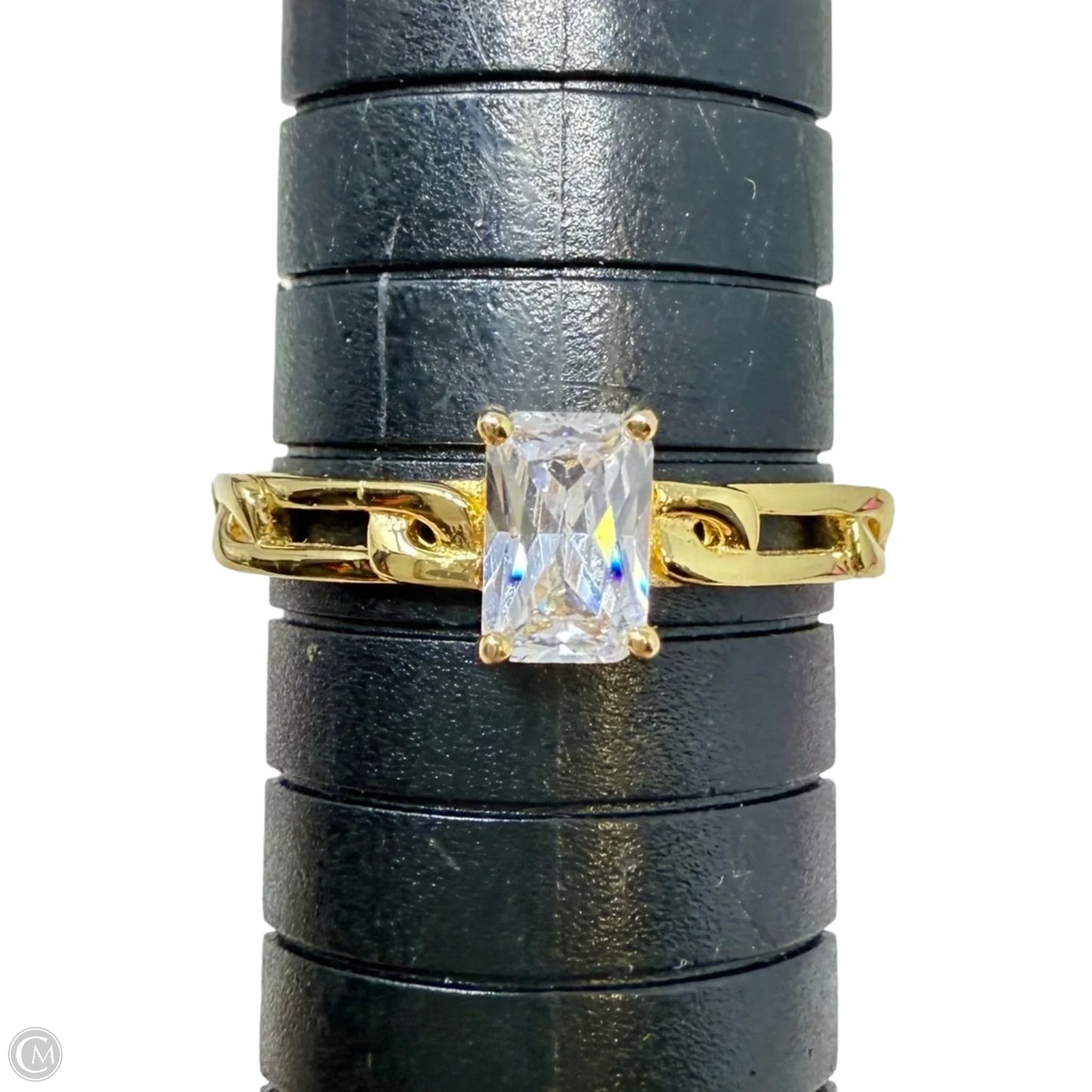 Gold Over Sterling Silver Radiant Cut Cubic Zirconia Ring By Milor Italy, Size: 8