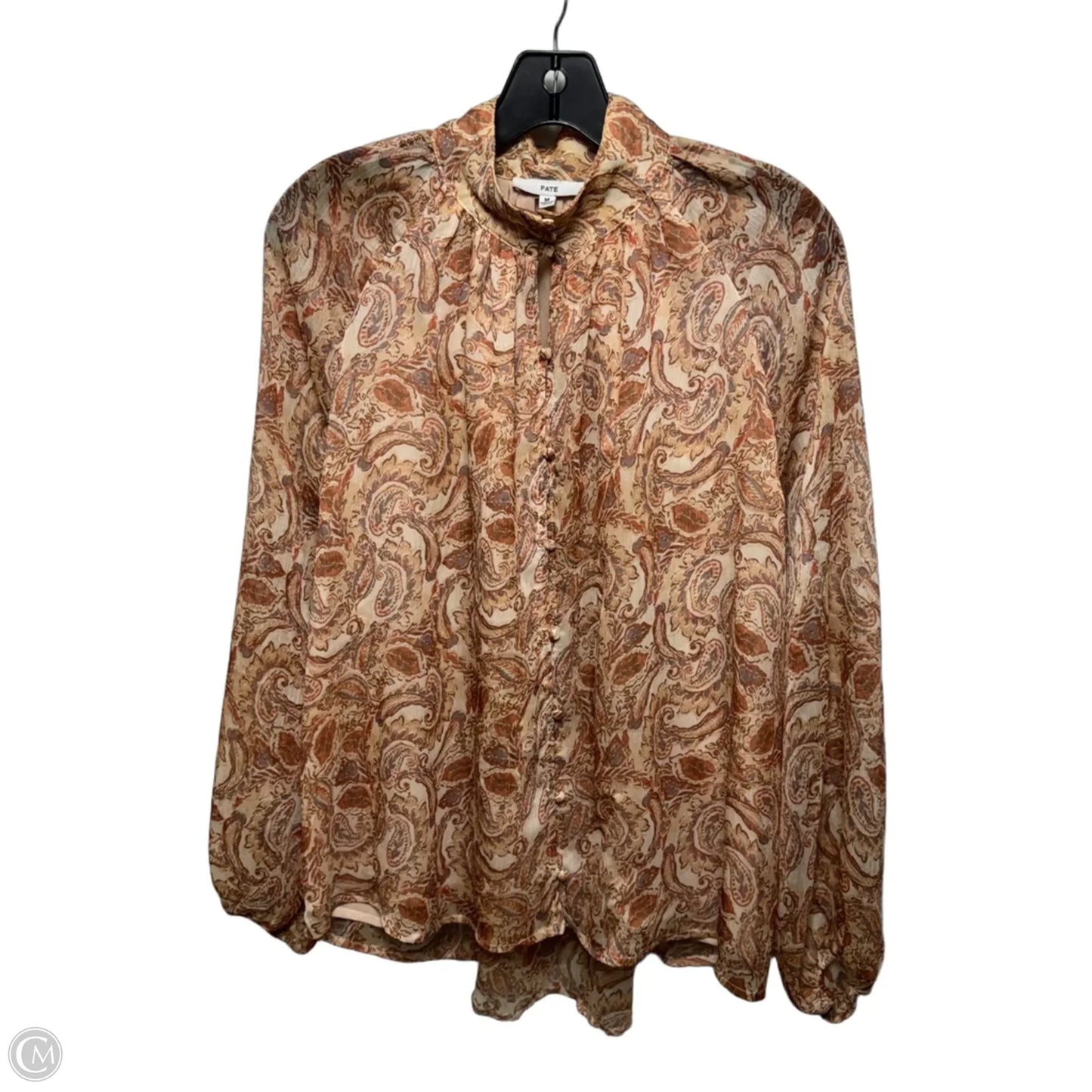 Blouse Long Sleeve By Fate In Paisley Print, Size: M
