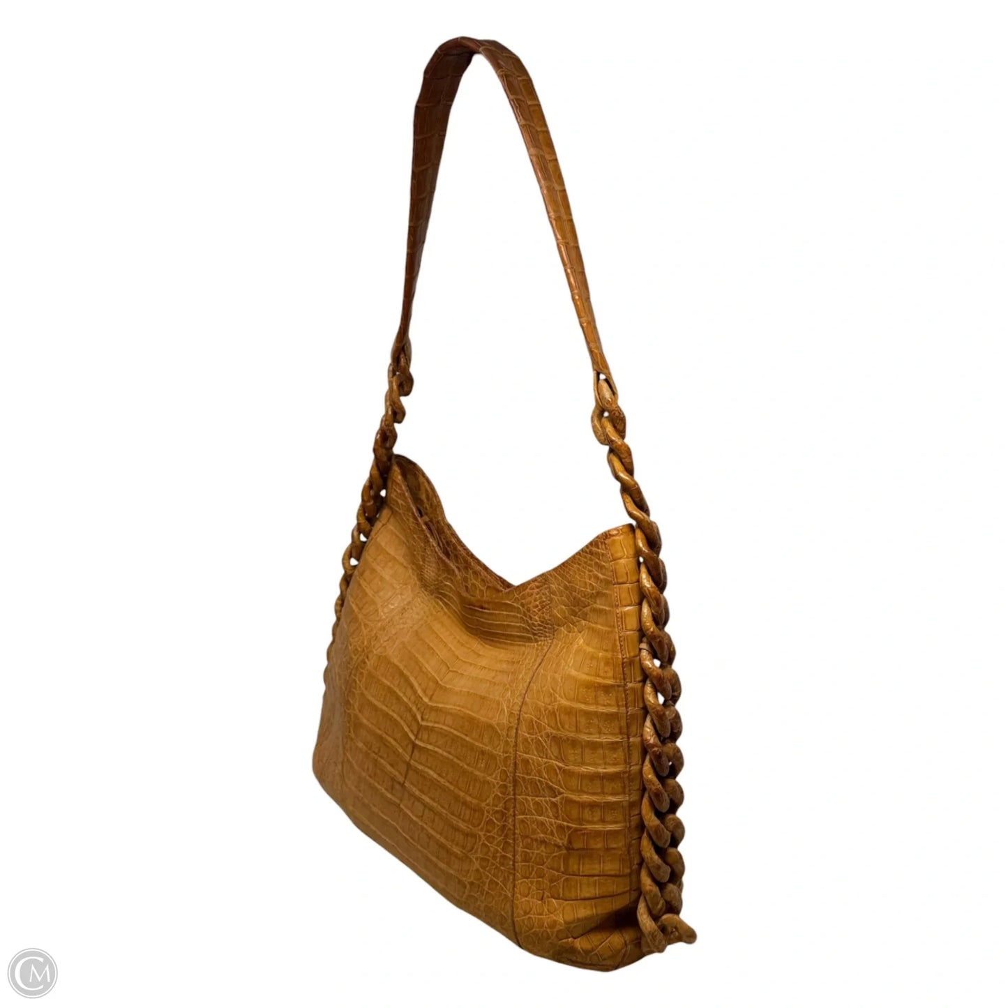 Crocodile Chain Link Hobo Handbag Designer By Nancy Gonzalez, Size: Medium