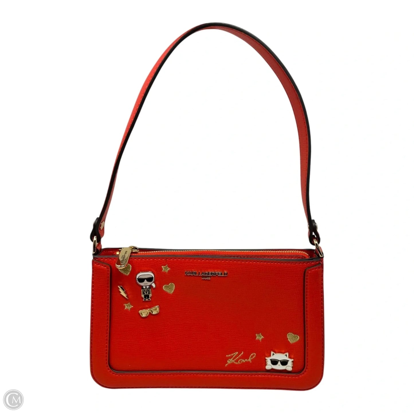 Camille Embellished Shoulder Handbag Designer By Karl Lagerfeld, Size: Small