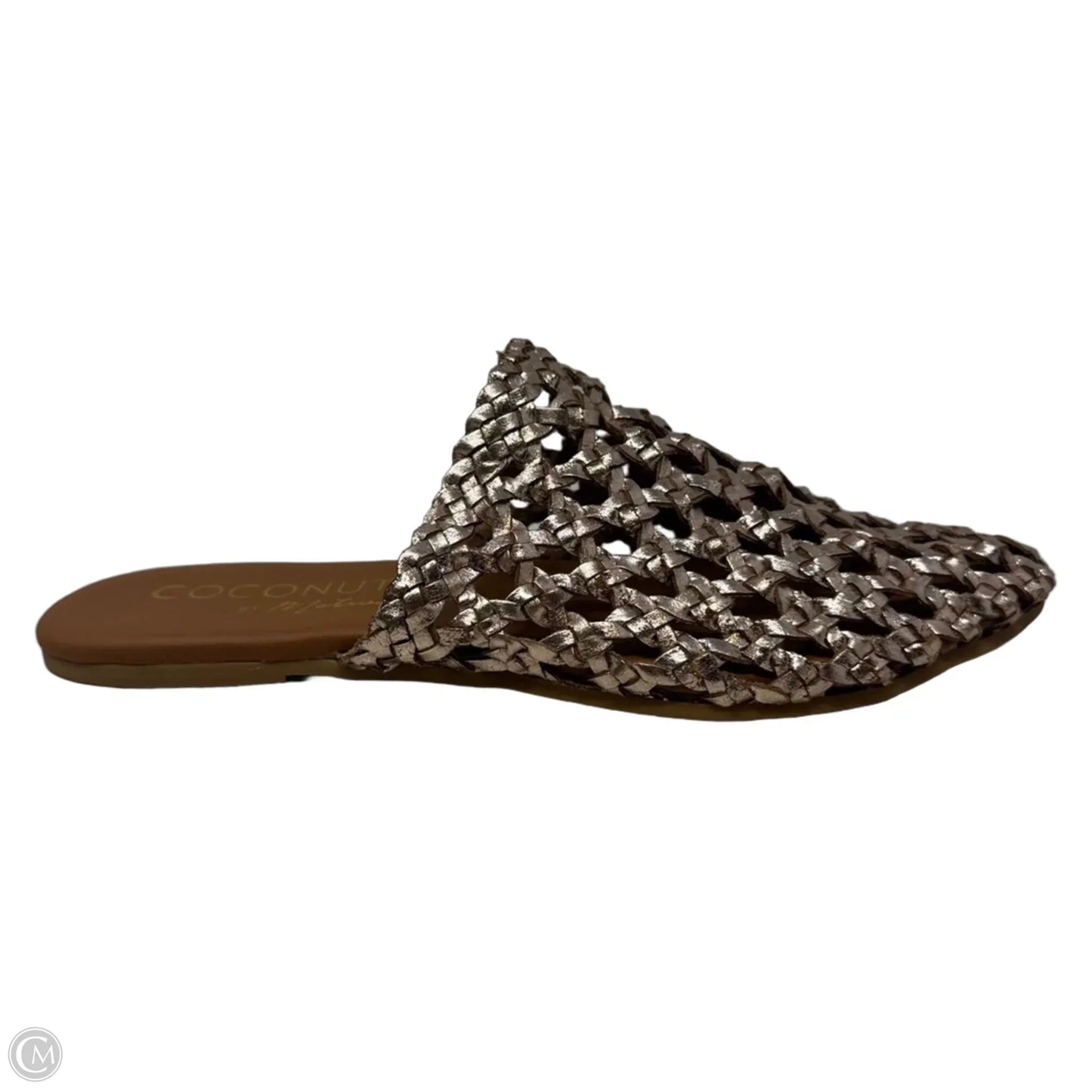 Metallic Woven Mule Sandals Flats By Coconuts In Rose Gold, Size: 7