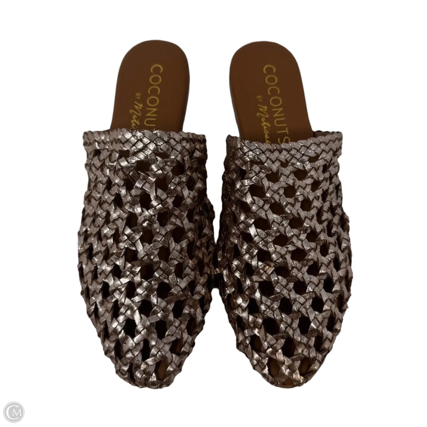 Metallic Woven Mule Sandals Flats By Coconuts In Rose Gold, Size: 7
