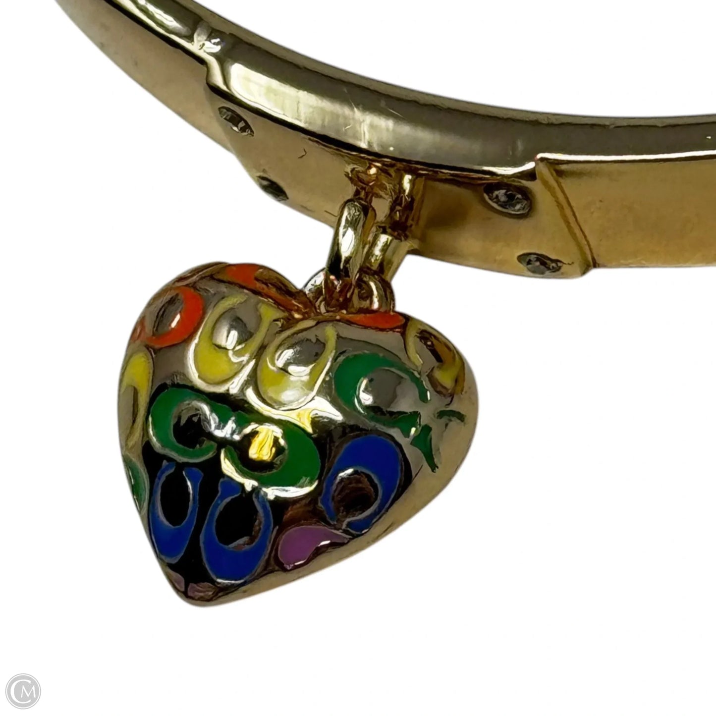 Rainbow Signature Heart Hinged Cuff Bracelet Designer By Coach