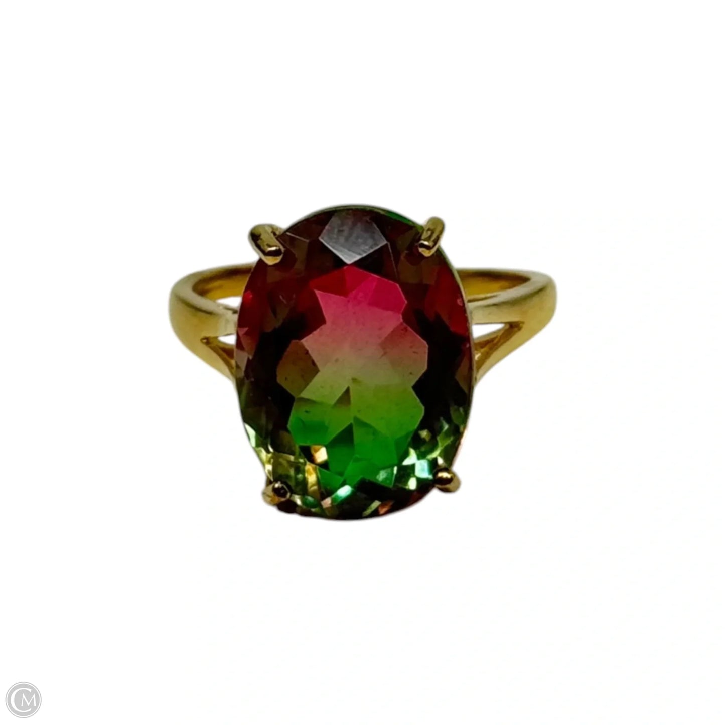 Two Tone Brass Ring Statement, Size: 8