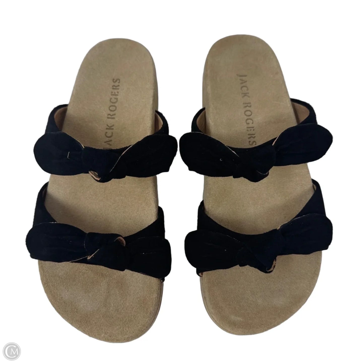 Suede Bow Platform Slide Sandals Flats By Jack Rogers In Black, Size: 7