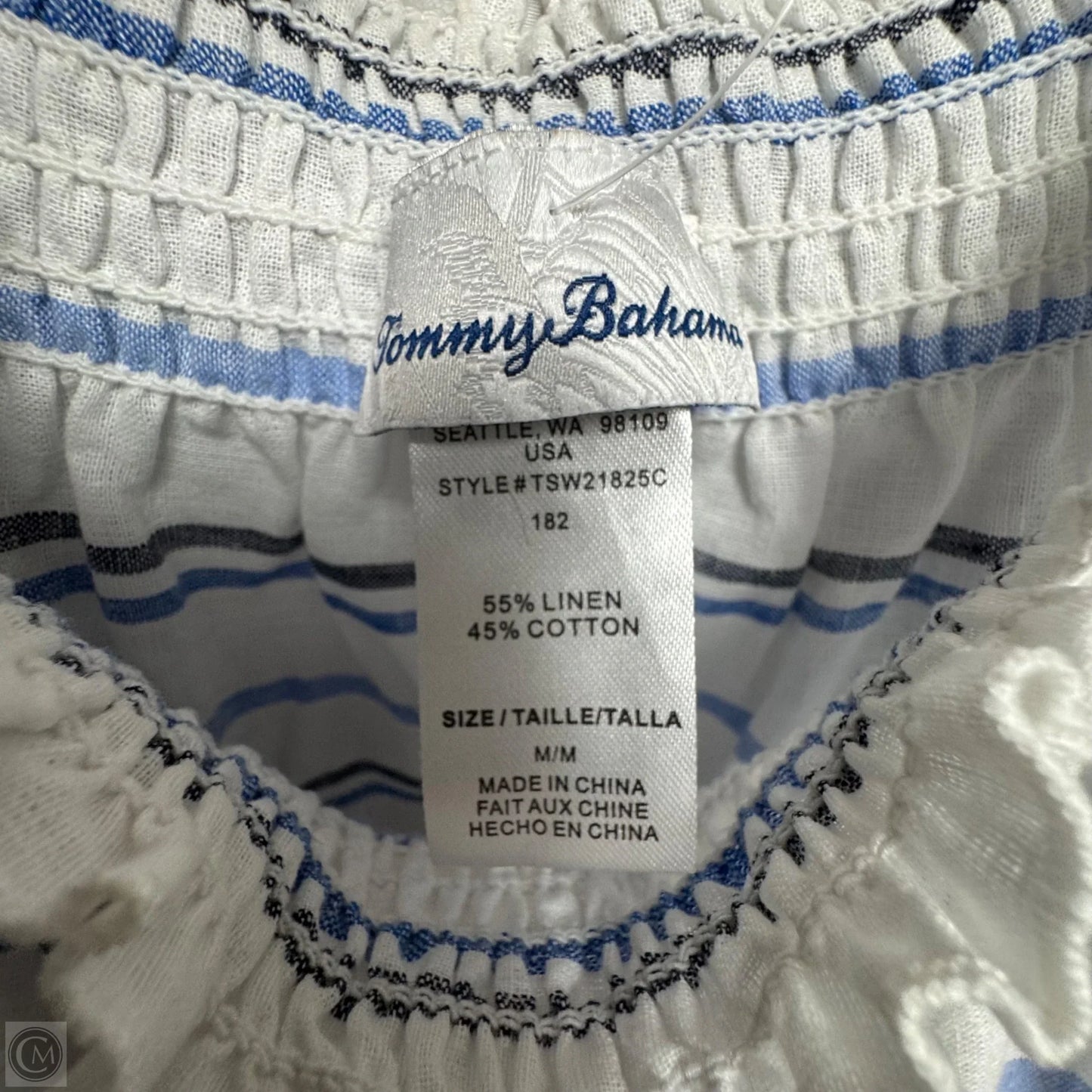 Linen-Cotton Midi Dress By Tommy Bahama In Striped Pattern, Size: M