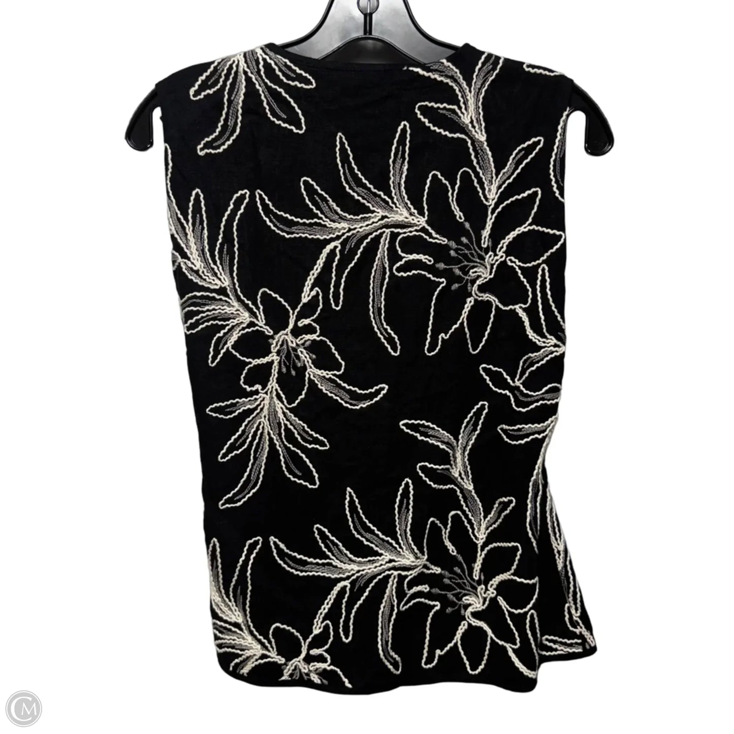 Embroidered Wrap Top Sleeveless By Esqualo In Black & Cream, Size: 8