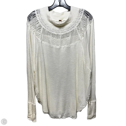 Lace Trim Top Long Sleeve By Free People In Cream, Size: S
