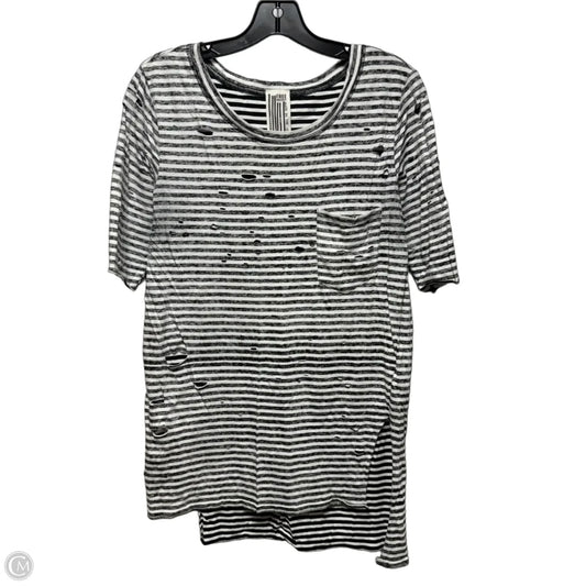 Distressed Top Short Sleeve By Free People In Black & White, Size: S