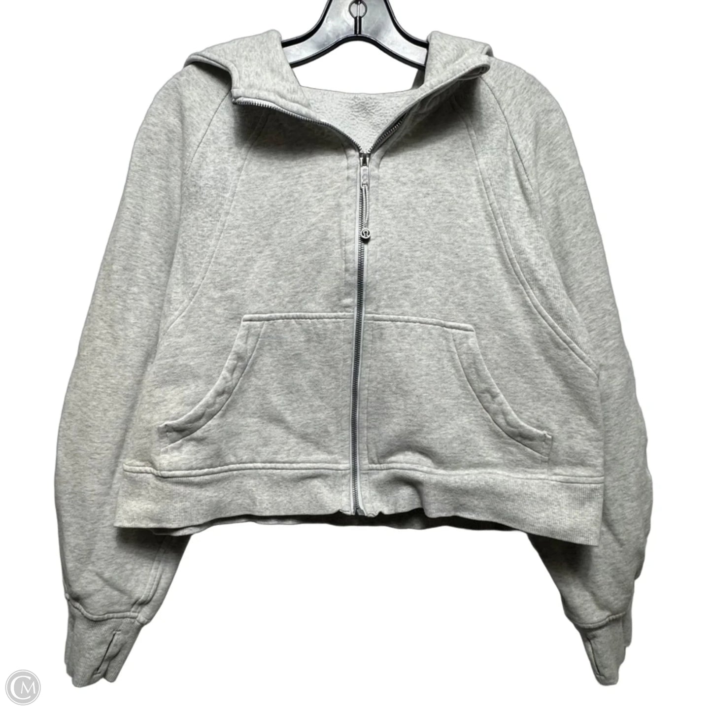 Athletic Sweatshirt Hoodie By Lululemon In Grey, Size: M
