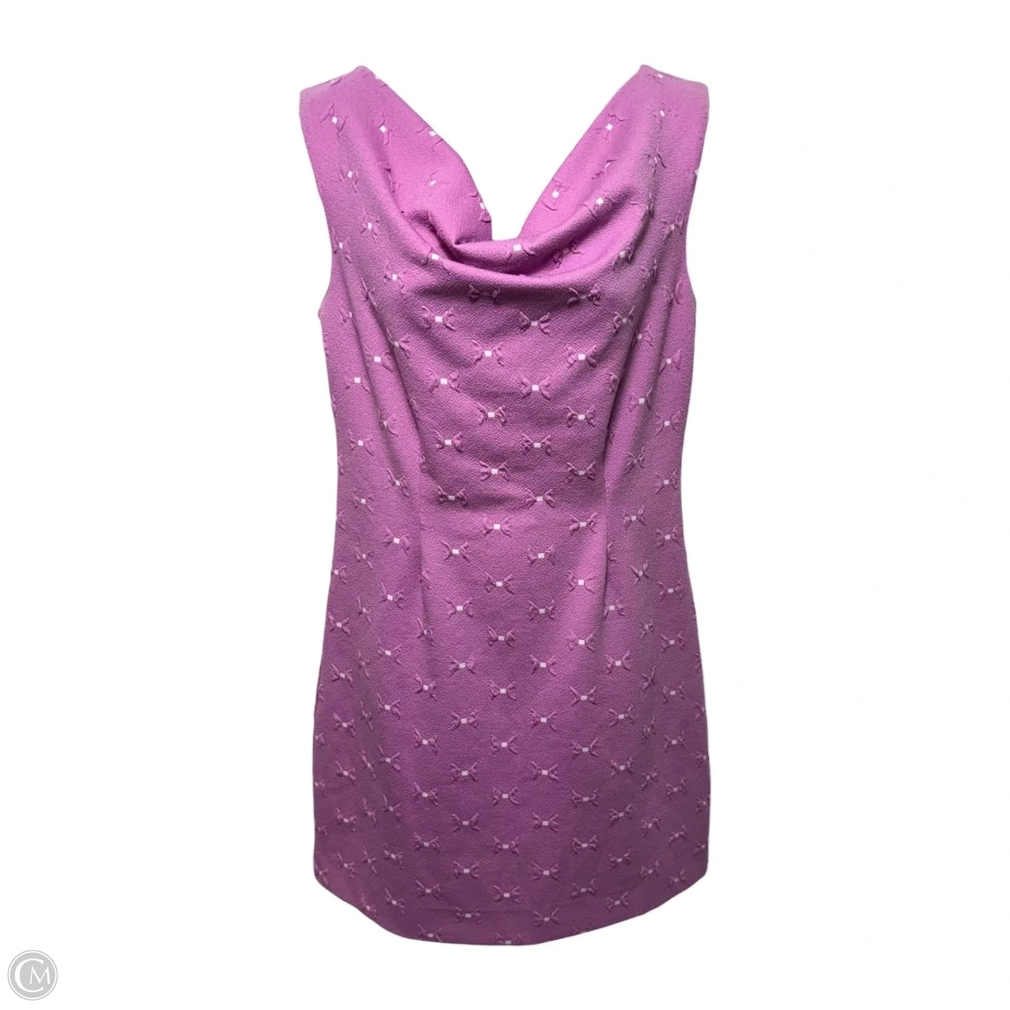 Bowtie Pattern Shift Dress Drape Neck Casual Short By Tyler Boe In Purple, Size: XS