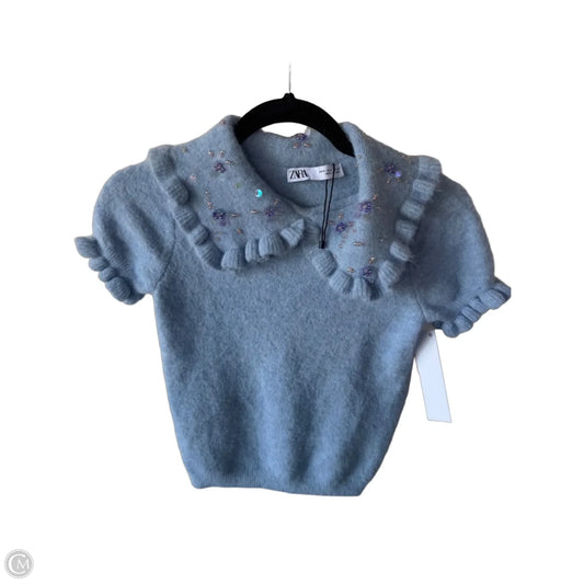 Sweater Short Sleeve By Zara In Blue, Size: S