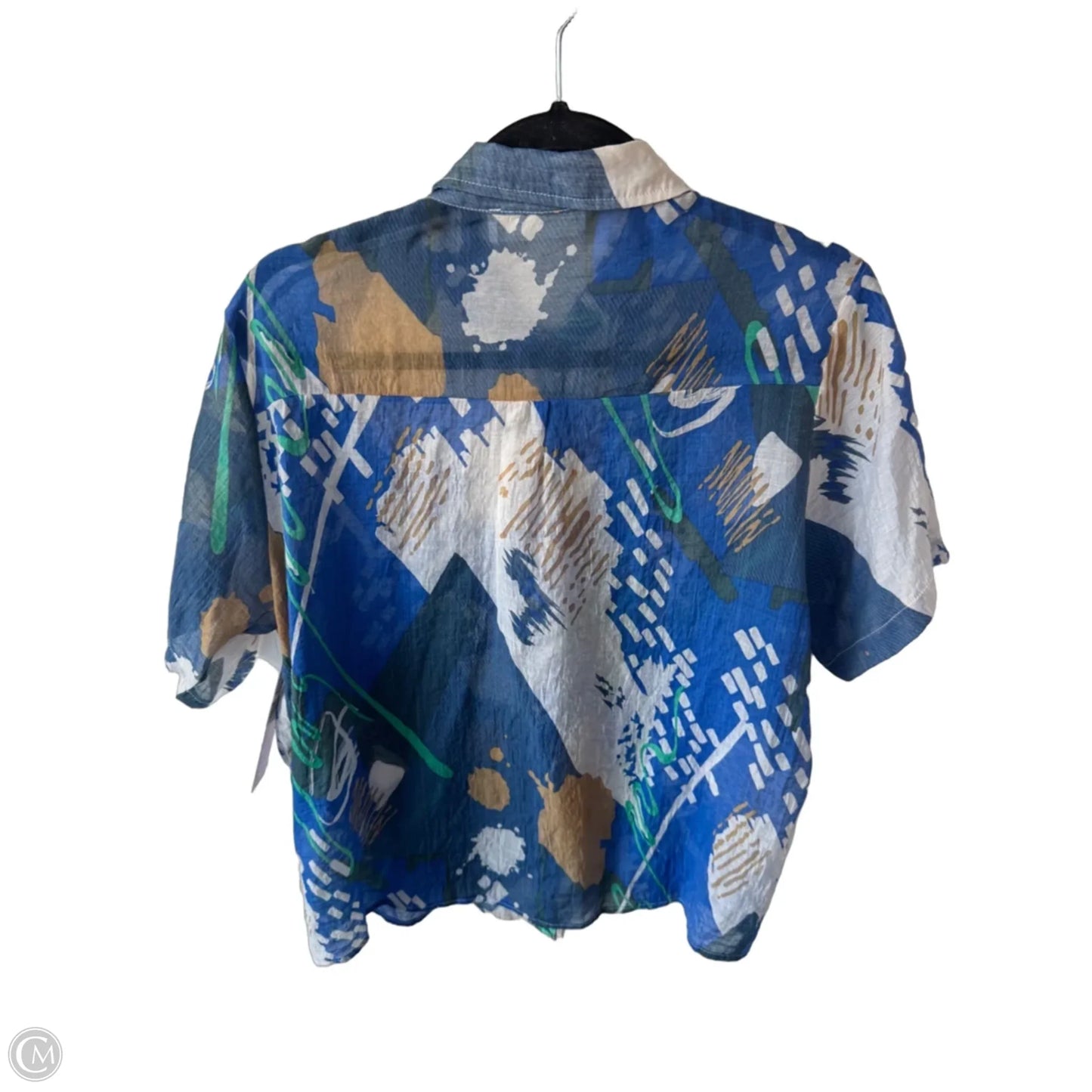 Top Short Sleeve By Clothes Mentor In Blue & Tan, Size: S