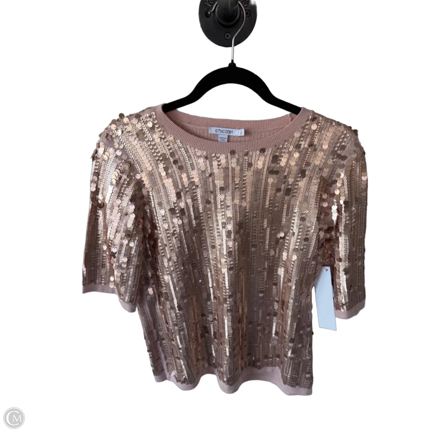 Top Short Sleeve By Chicos In Pink, Size: S