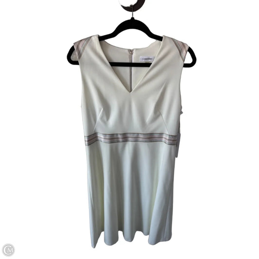 Dress Work By Calvin Klein In Cream & Tan, Size: M