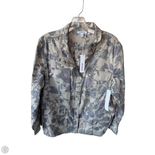 Jacket Other By Chicos In Cream & Purple, Size: Xl