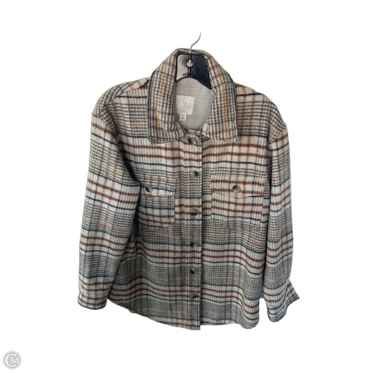 Jacket Shirt By Joie In Brown & Tan, Size: S