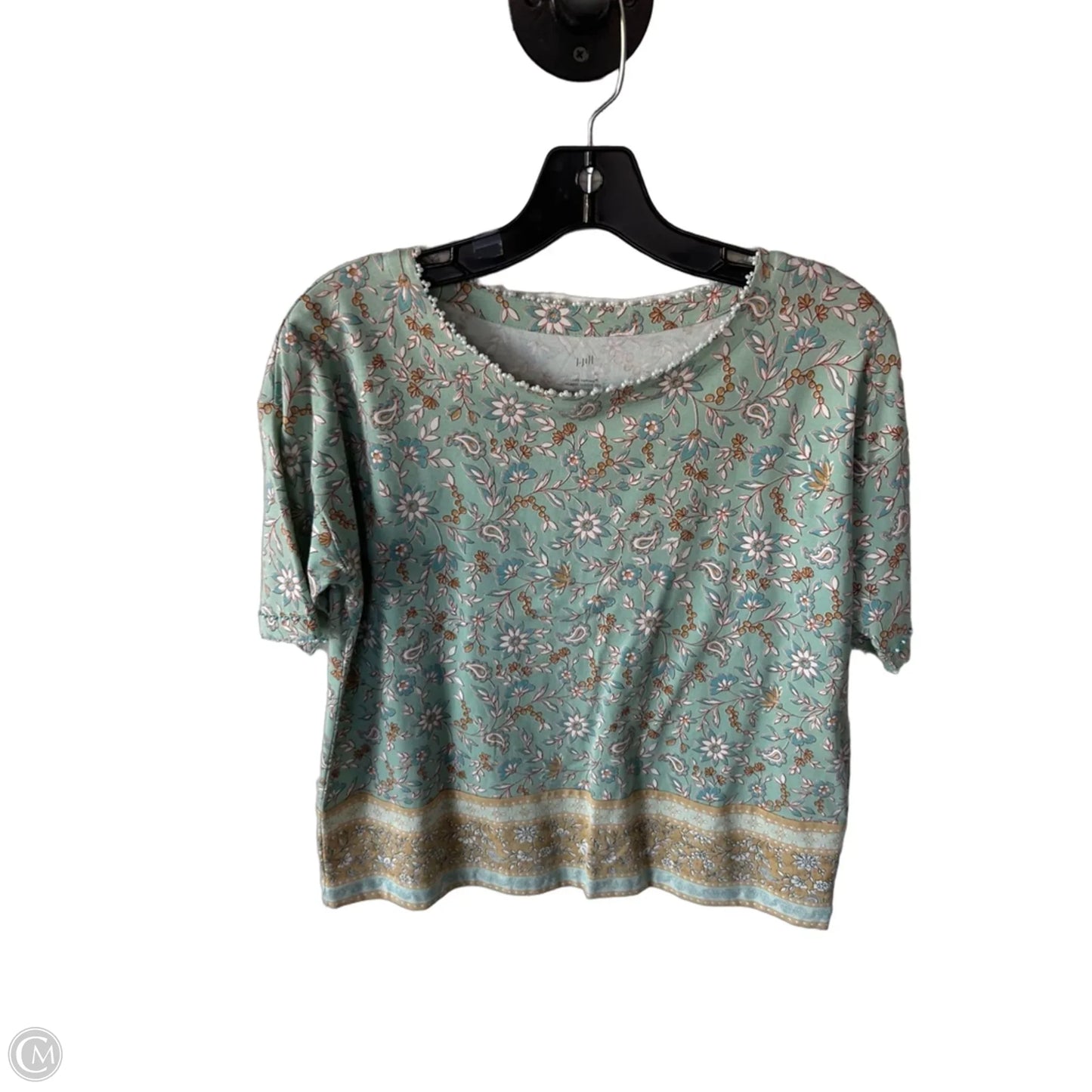 Top Short Sleeve By J. Jill In Green & Orange, Size: Sp