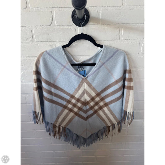Poncho Luxury Designer By Burberry In Blue & Tan, Size: Osfm