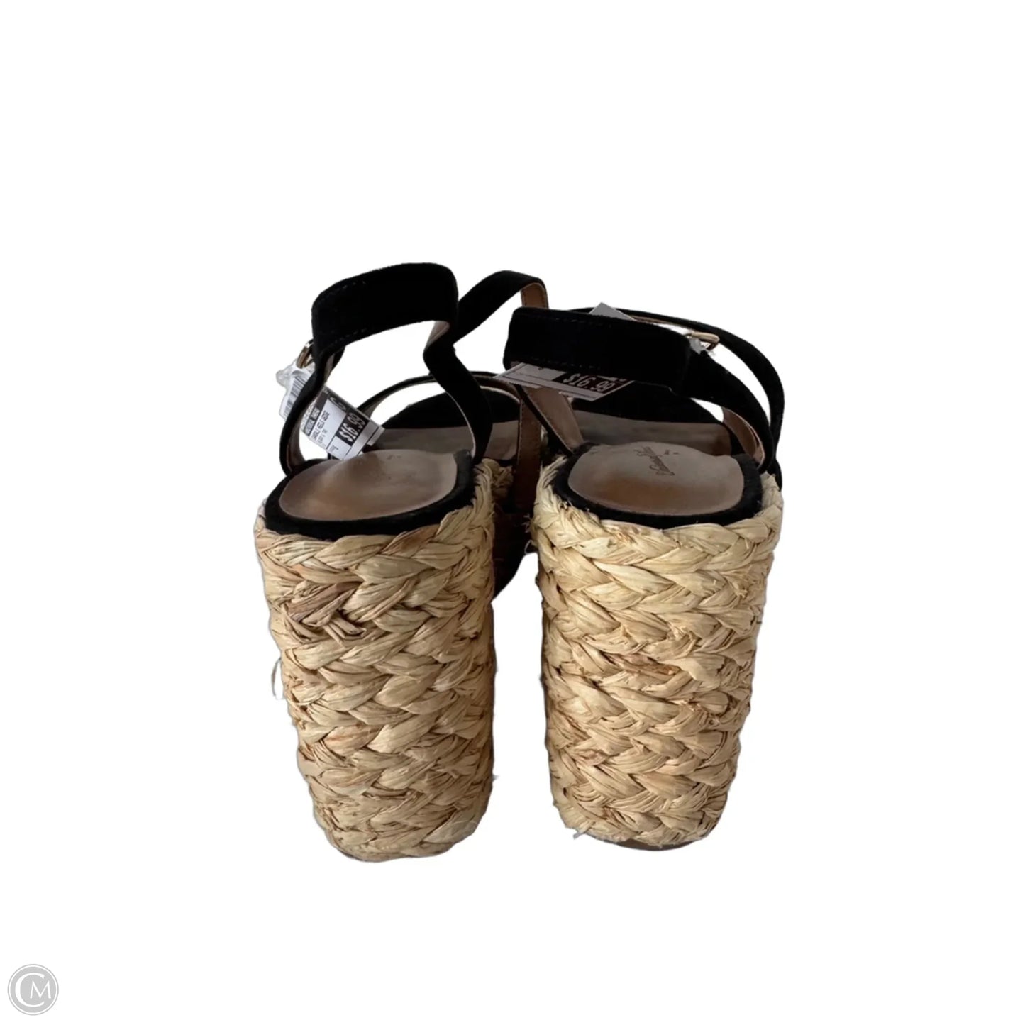 Sandals Heels Wedge By Universal Thread In Black & Tan, Size: 6