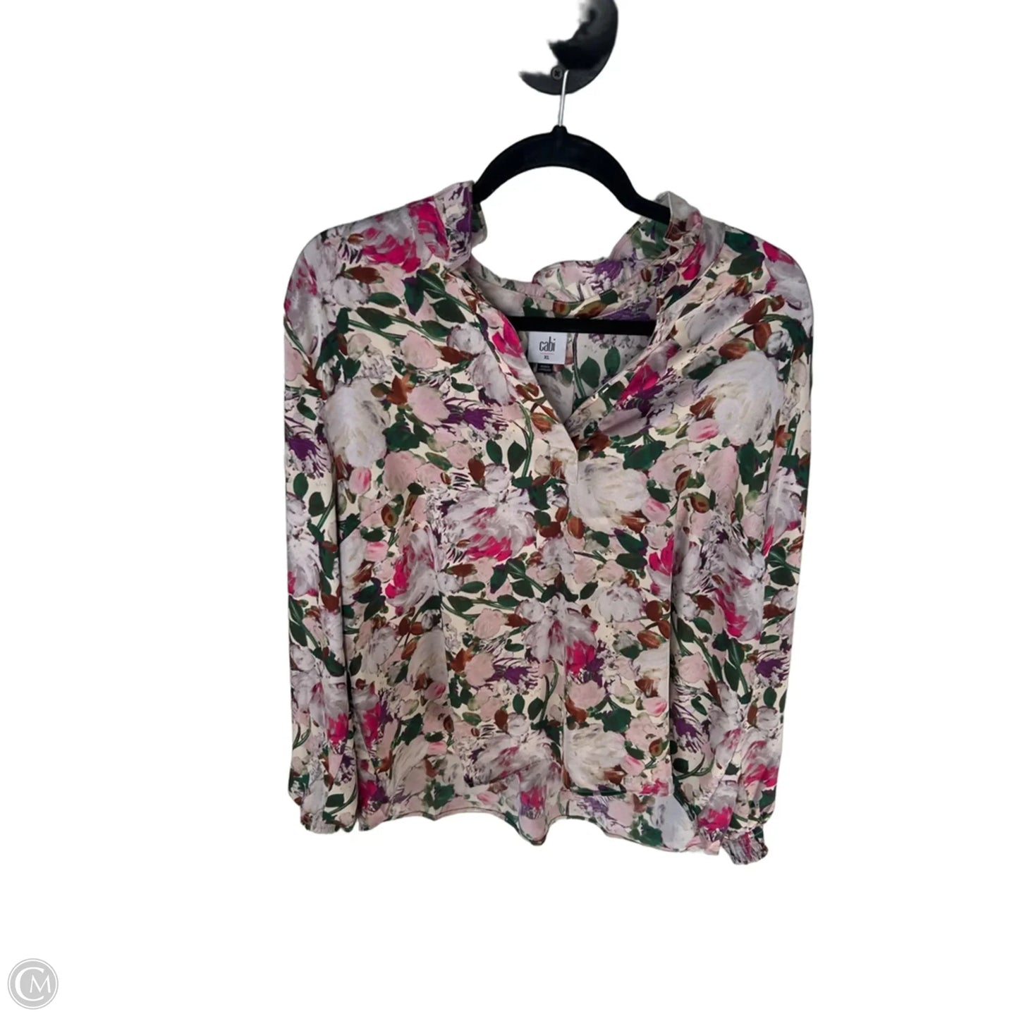 Top Long Sleeve By Cabi In Pink & Tan, Size: Xl