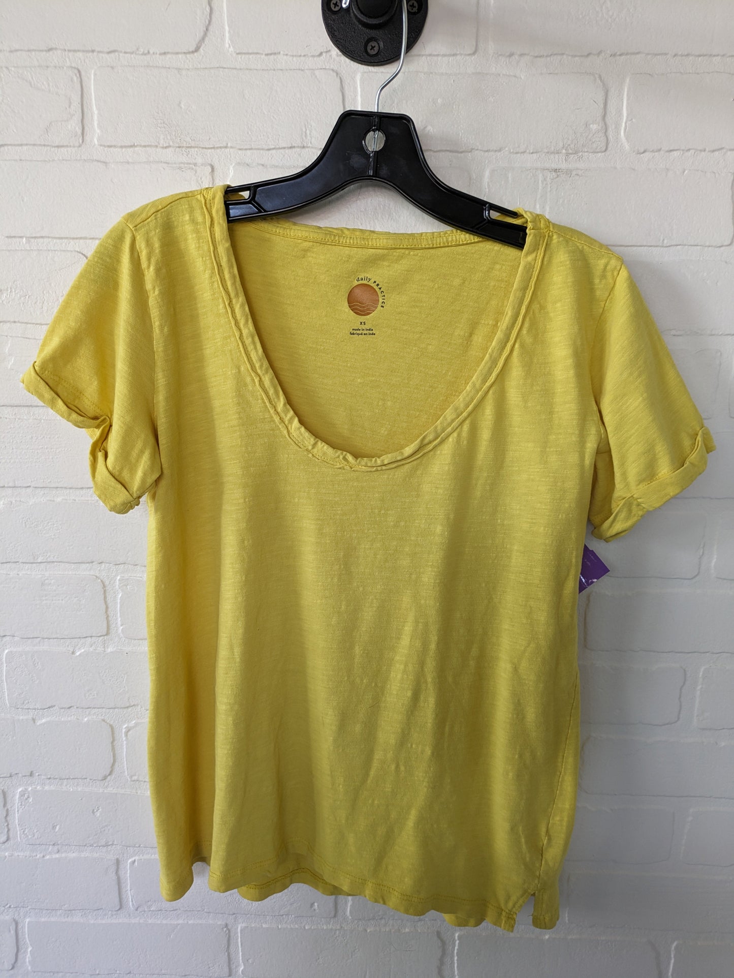 Yellow Top Short Sleeve Daily Practice By Anthropologie, Size Xs