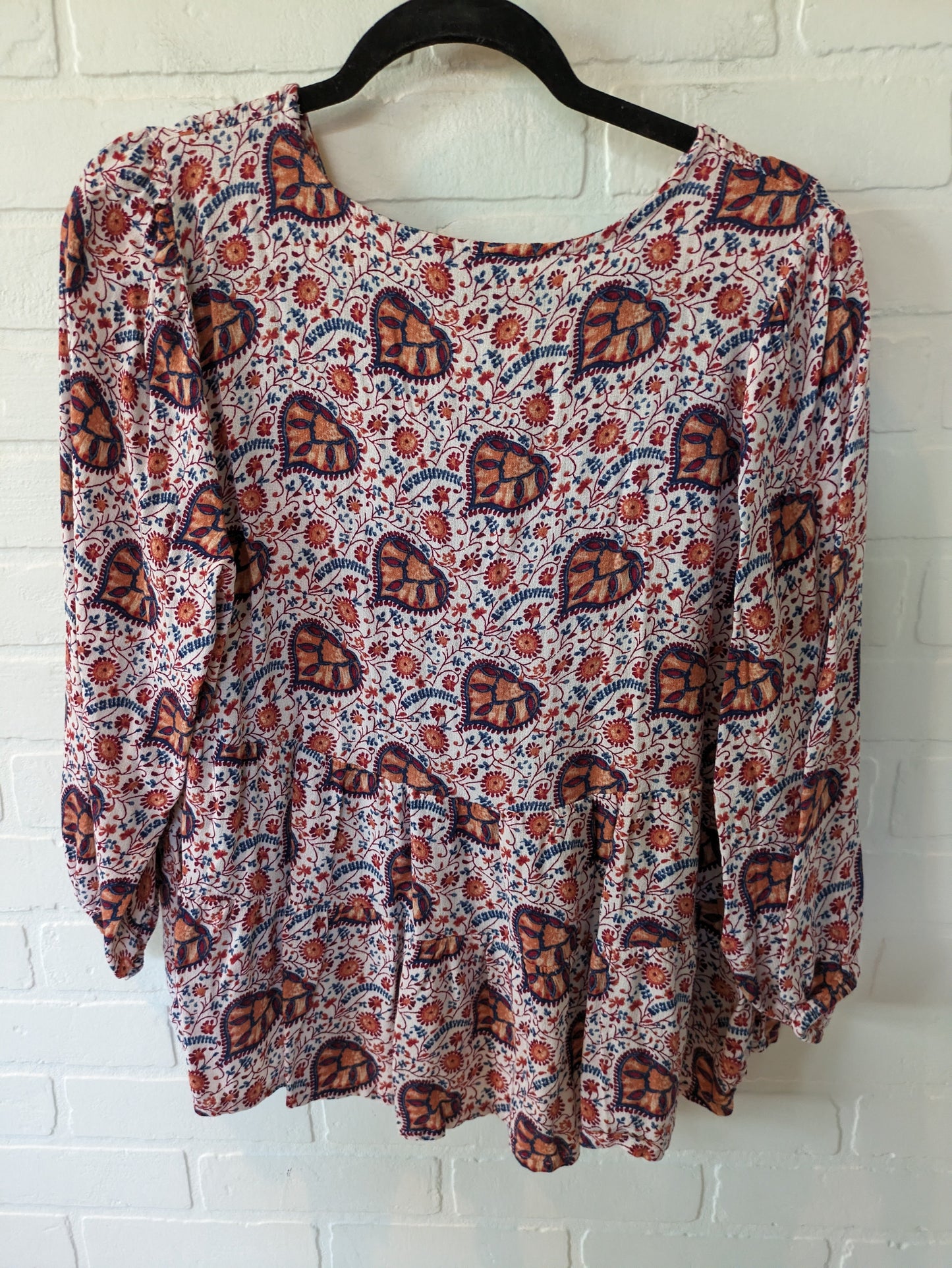 Red & White Top 3/4 Sleeve Lucky Brand, Size L
