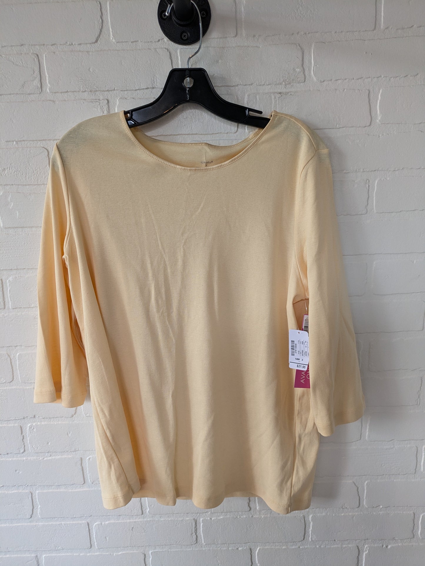 Yellow Top 3/4 Sleeve Basic Cj Banks, Size Xl