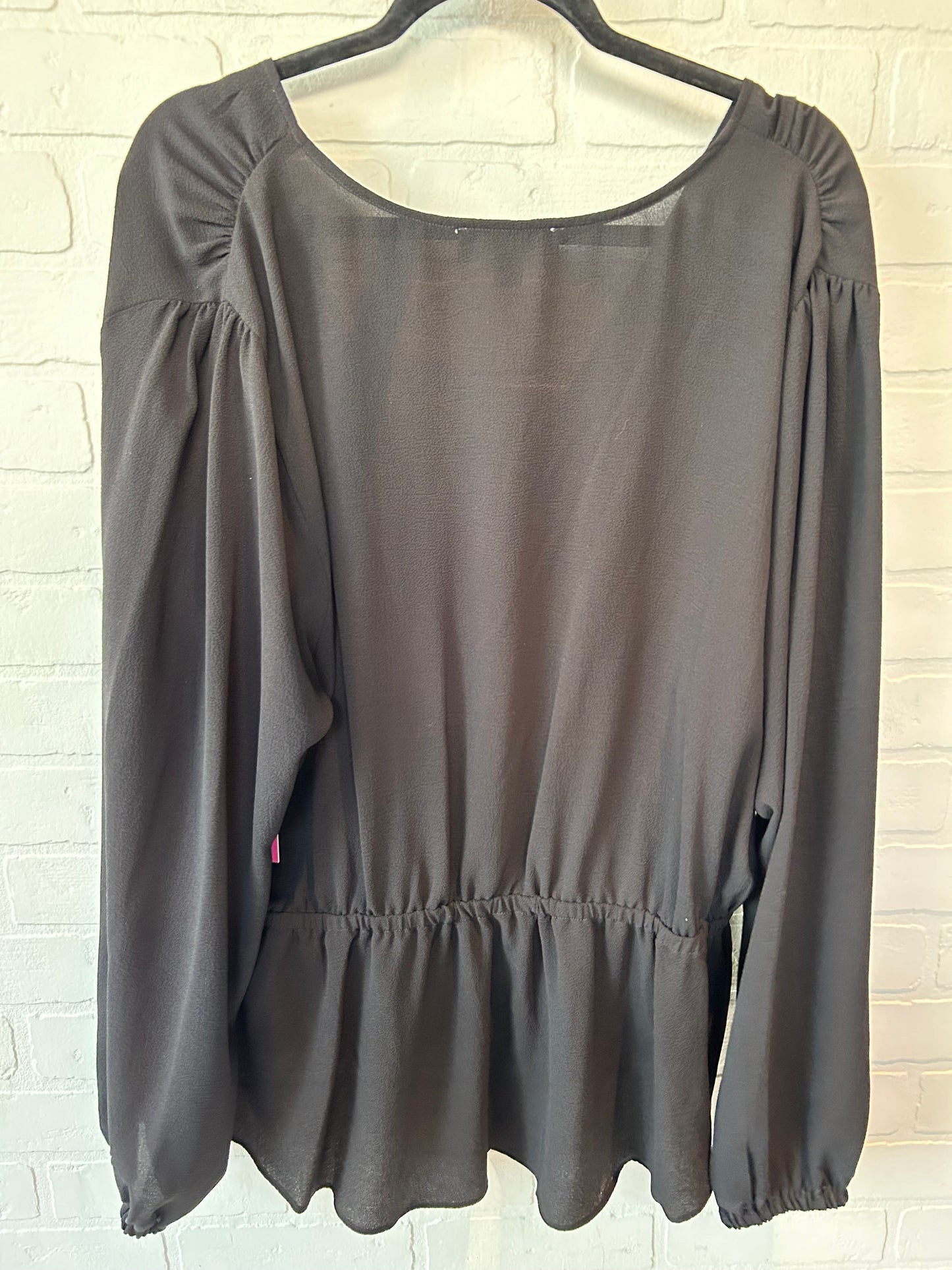 Black Blouse Long Sleeve Michael By Michael Kors, Size 2x