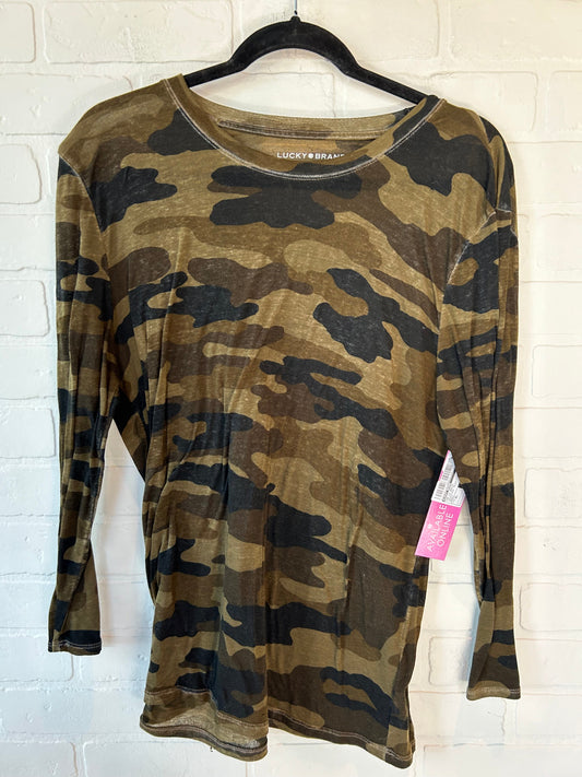 Camouflage Print Top Long Sleeve Basic Lucky Brand, Size Xl