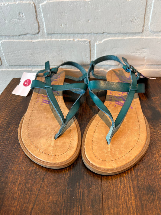 Green Sandals Flip Flops Blowfish, Size 7.5