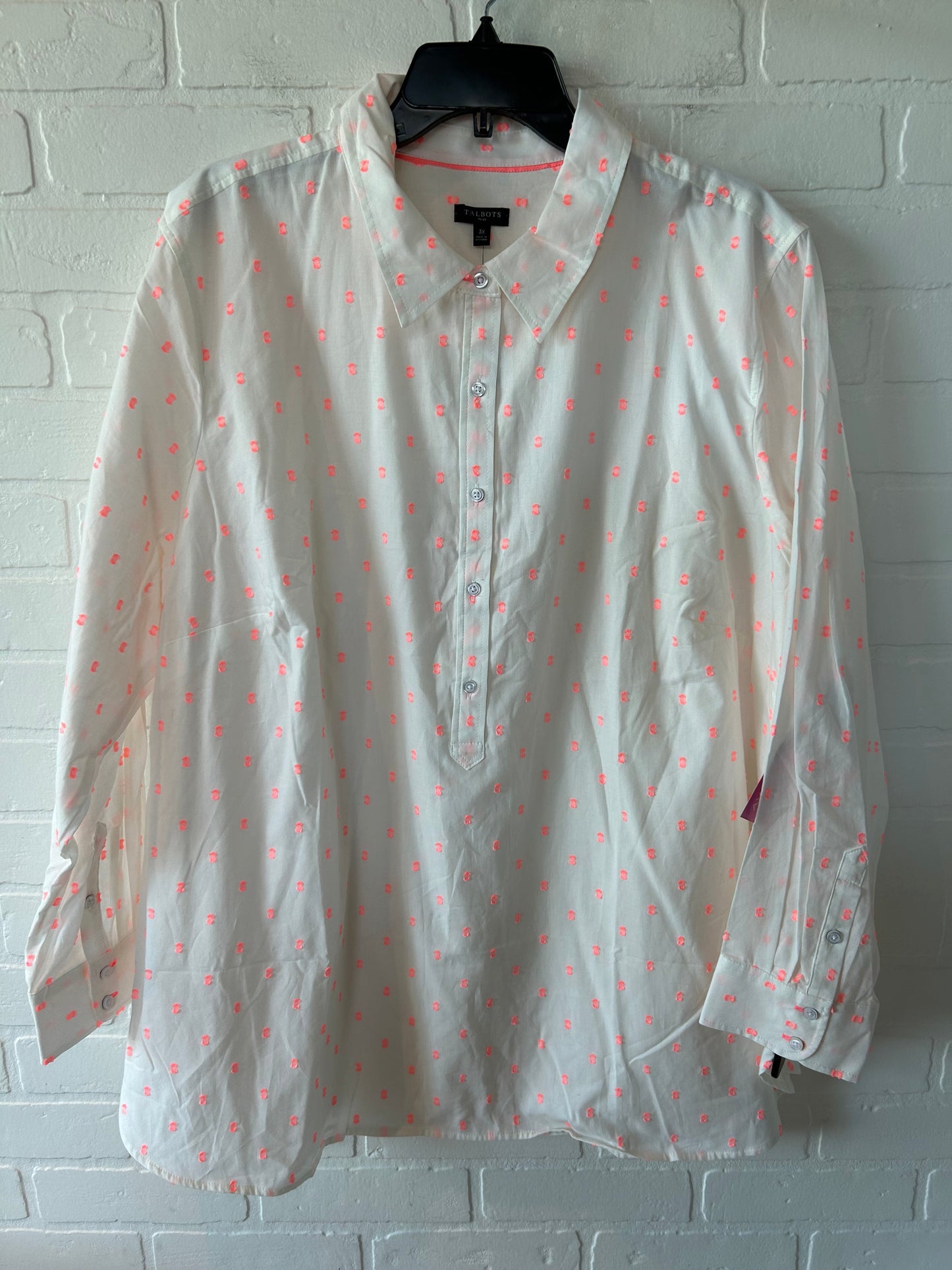 Pink & White Blouse Long Sleeve Talbots, Size 3x