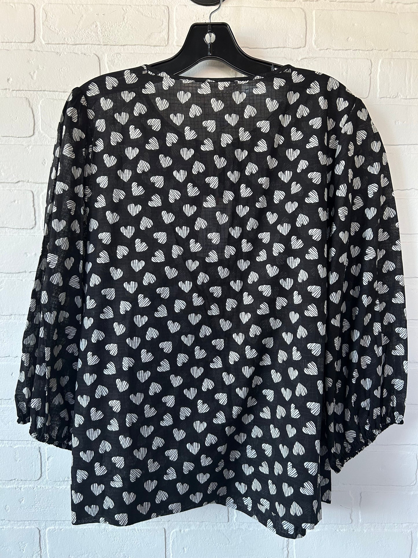 Black & White Top 3/4 Sleeve Designer Johnny Was, Size L