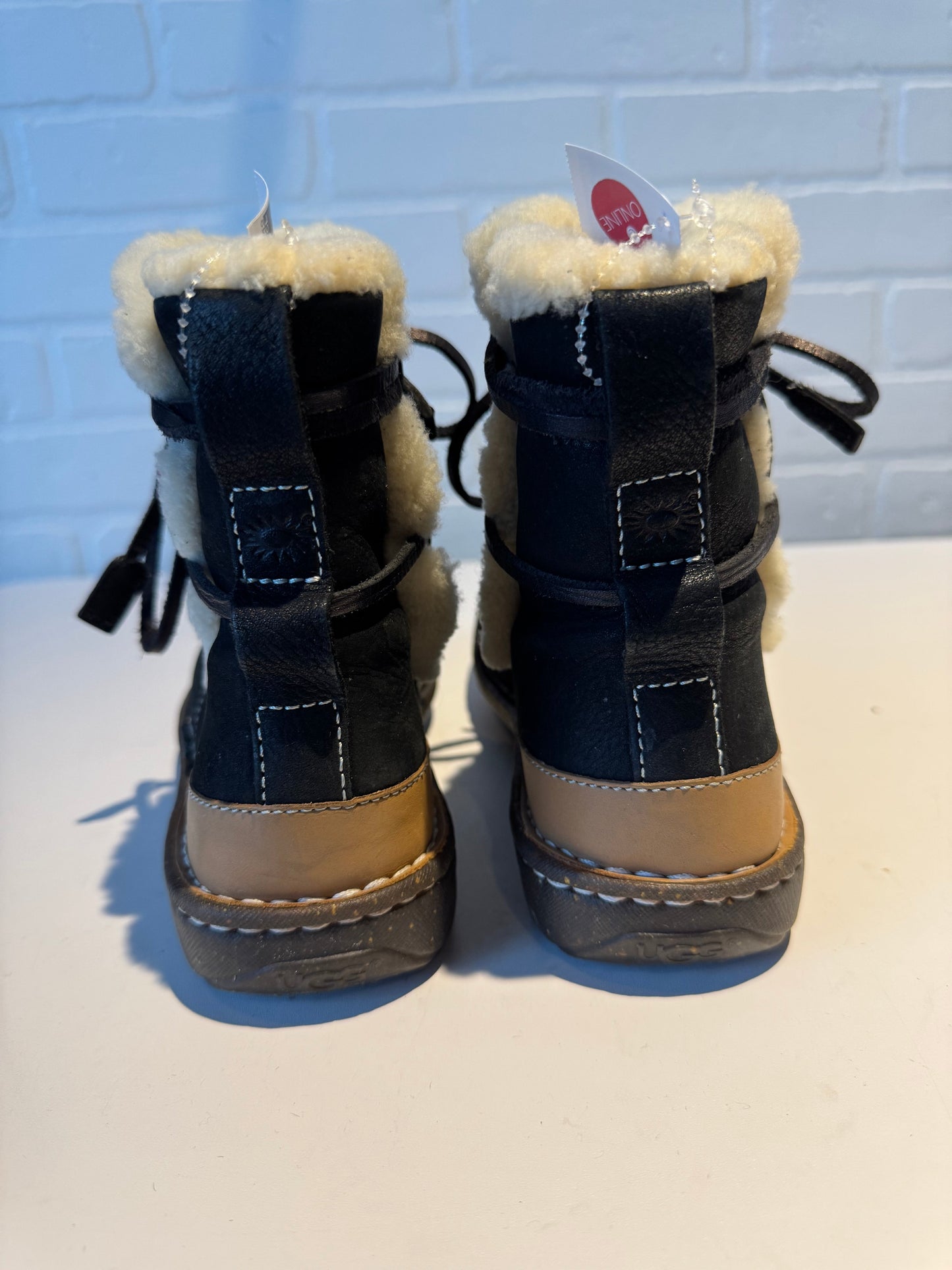 Boots Designer By Ugg In Black & Cream, Size: 8