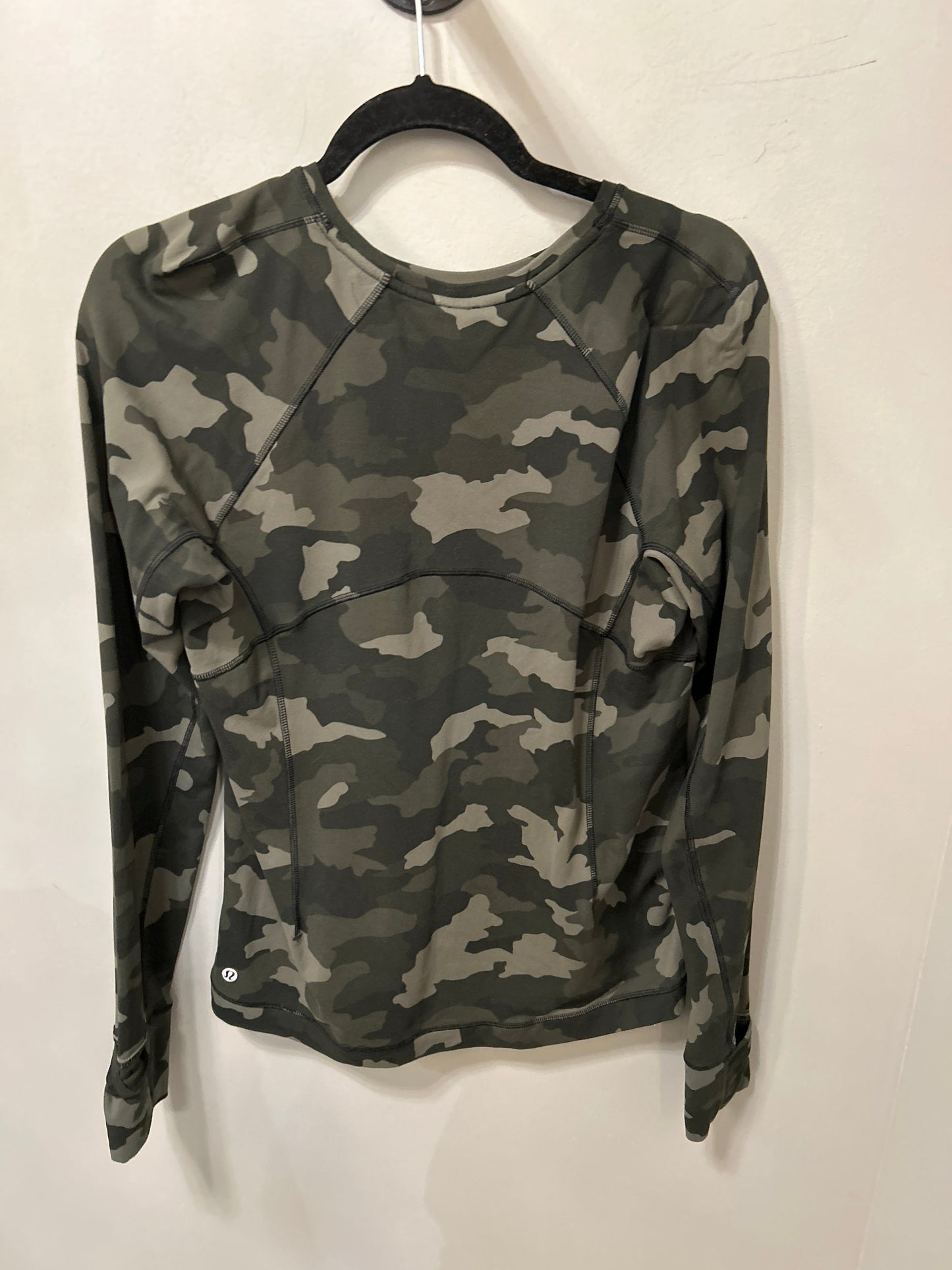 Athletic Top Long Sleeve Crewneck By Lululemon In Camouflage Print, Size: L