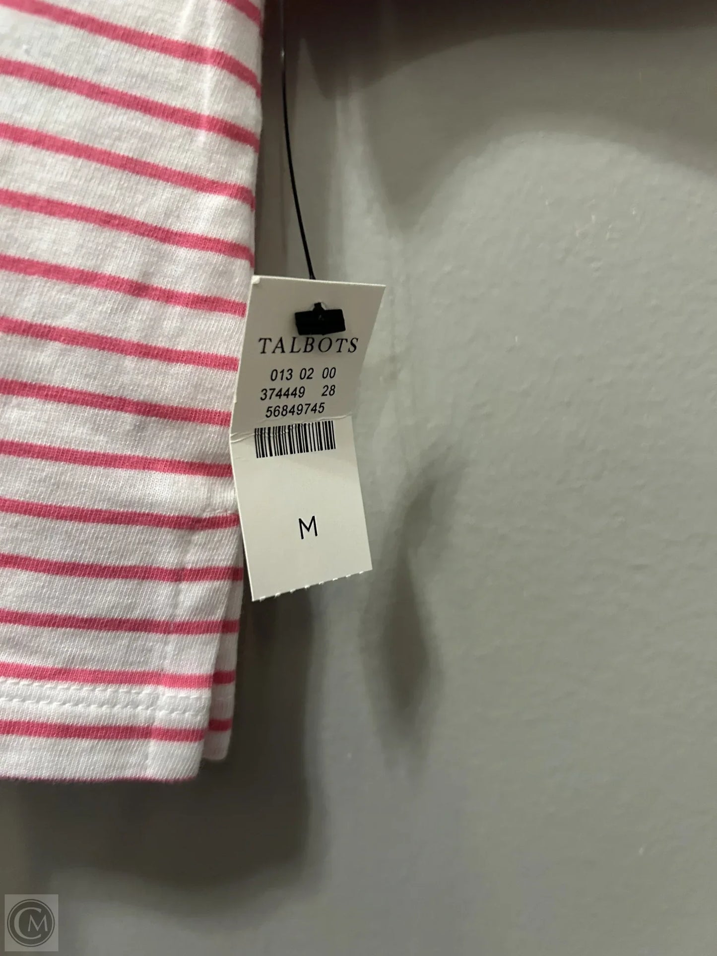 Top Long Sleeve By Talbots In Pink & White, Size: M