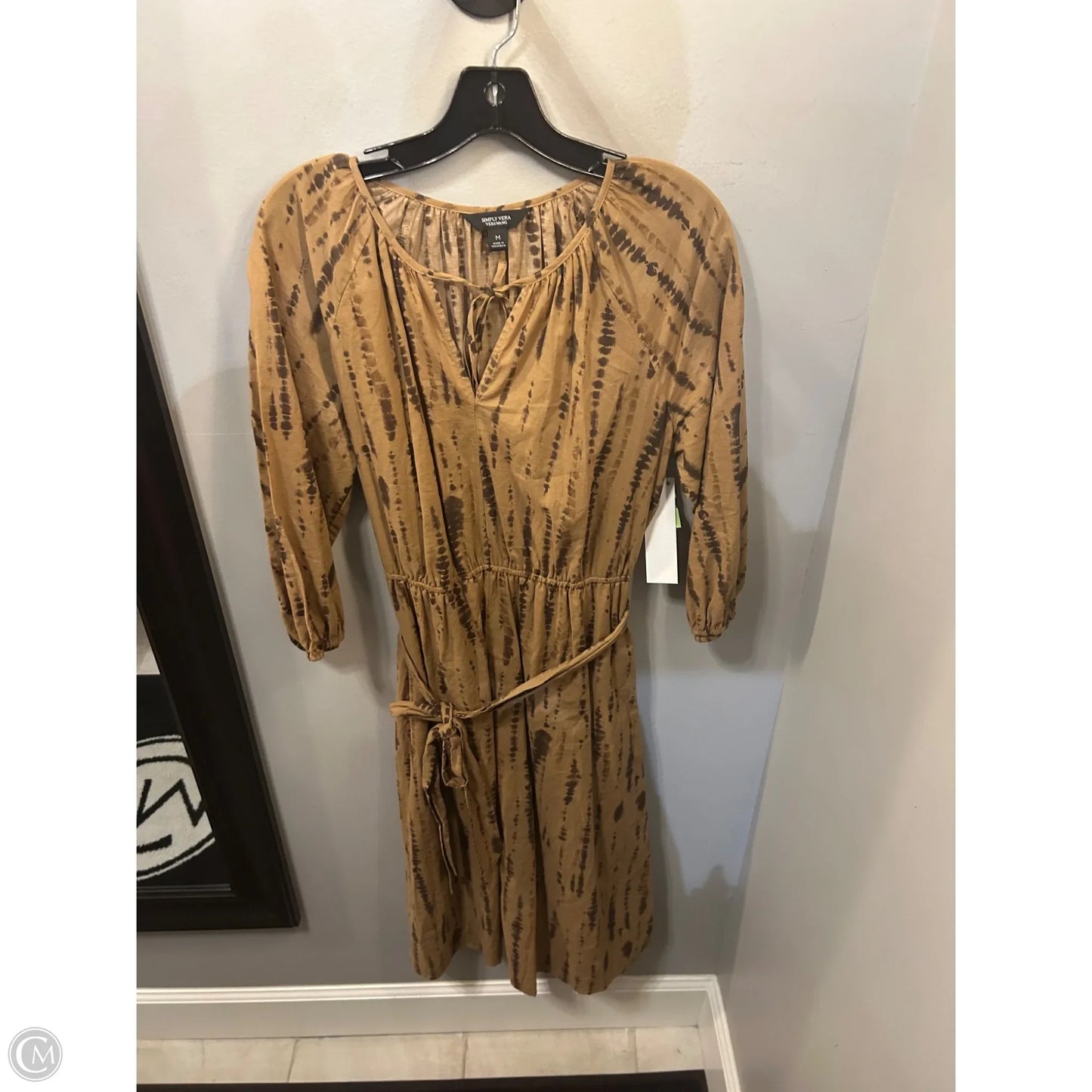Dress Casual Midi By Simply Vera In Brown & Tan, Size: M