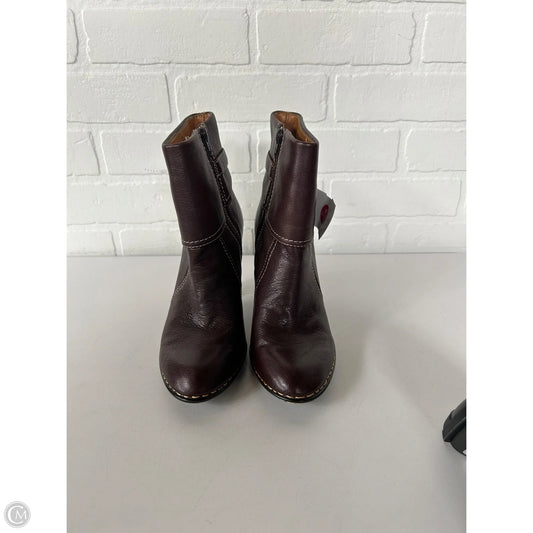 Boots Ankle Heels By Sofft In Brown, Size: 6