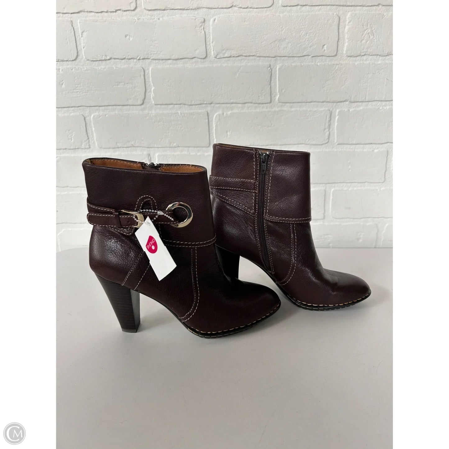 Boots Ankle Heels By Sofft In Brown, Size: 6