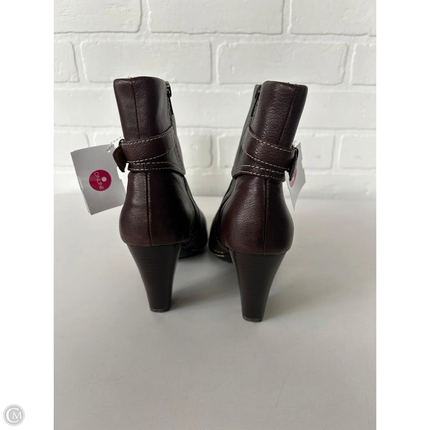Boots Ankle Heels By Sofft In Brown, Size: 6
