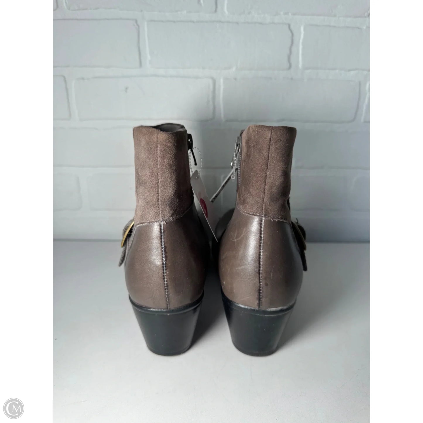 Boots Ankle Heels By Clarks In Grey, Size: 9