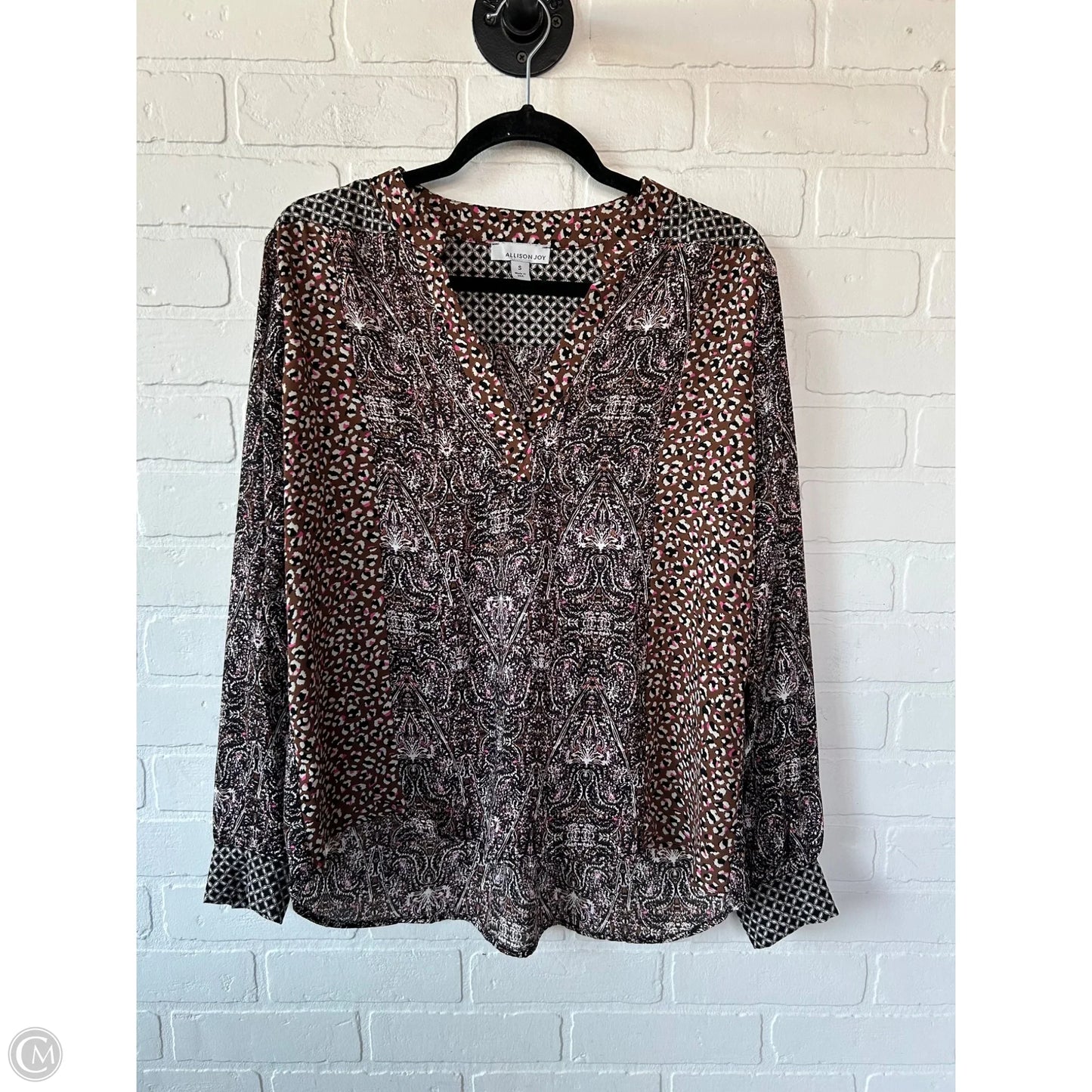 Top Long Sleeve By Allison Joy In Brown & Pink, Size: S