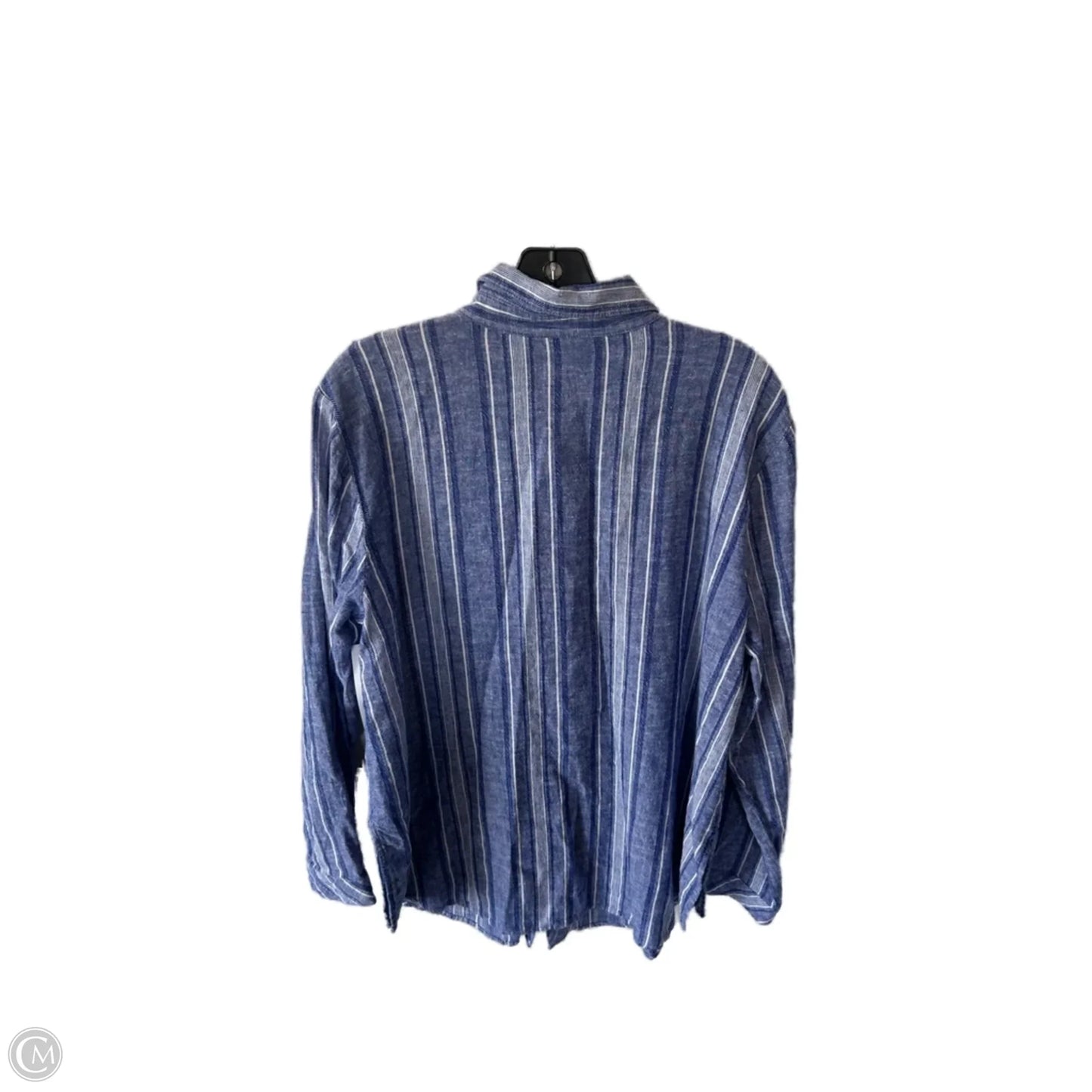 Top Long Sleeve By Susan Graver In Blue & White, Size: L