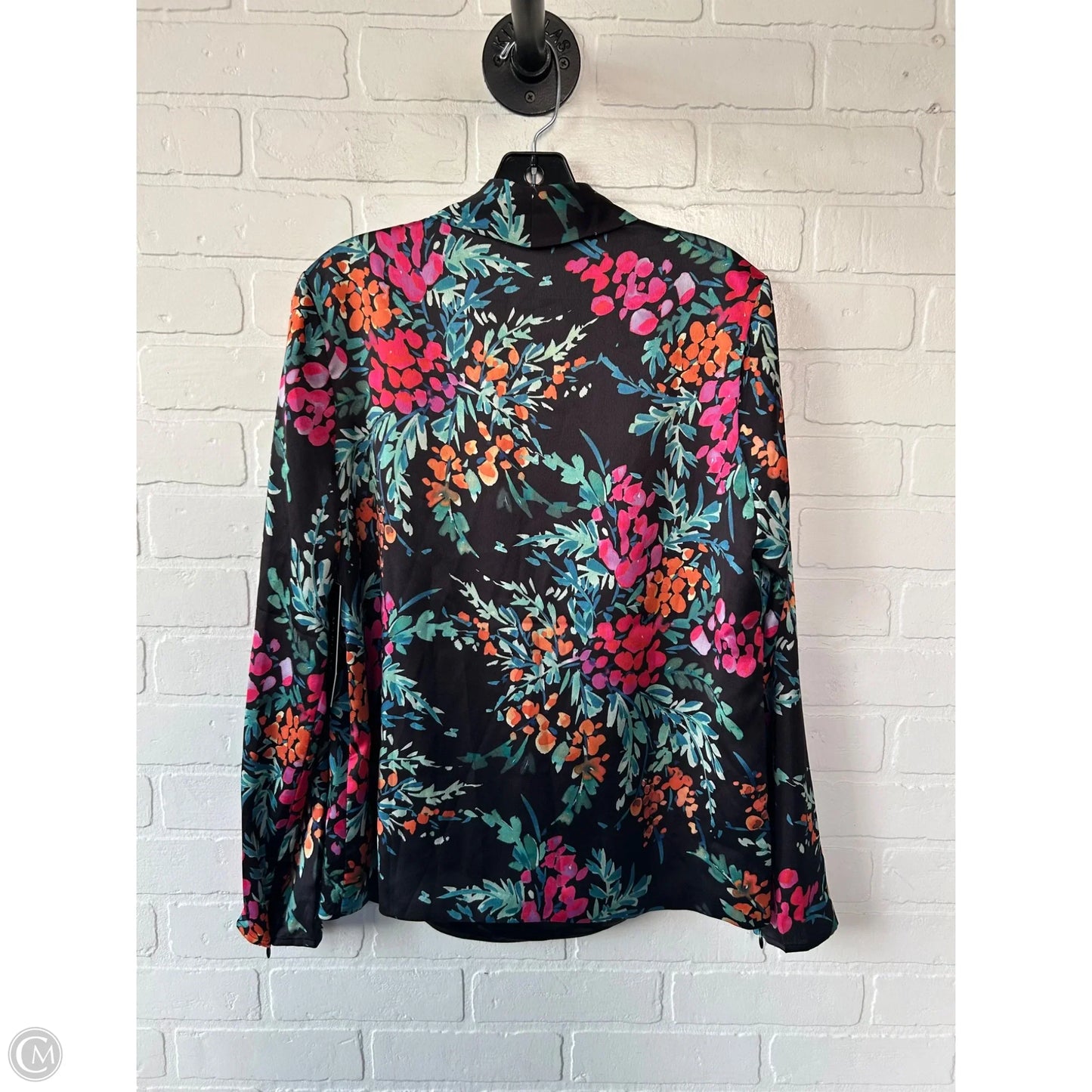 Top Long Sleeve By Guess In Black & Green, Size: M