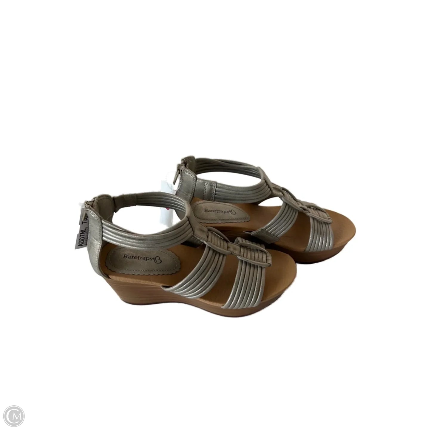 Sandals Heels Wedge By Bare Traps In Gold & Tan, Size: 6
