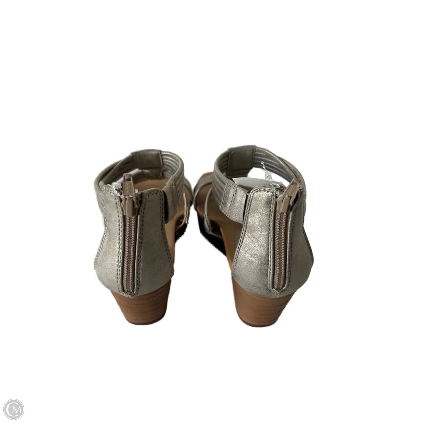 Sandals Heels Wedge By Bare Traps In Gold & Tan, Size: 6