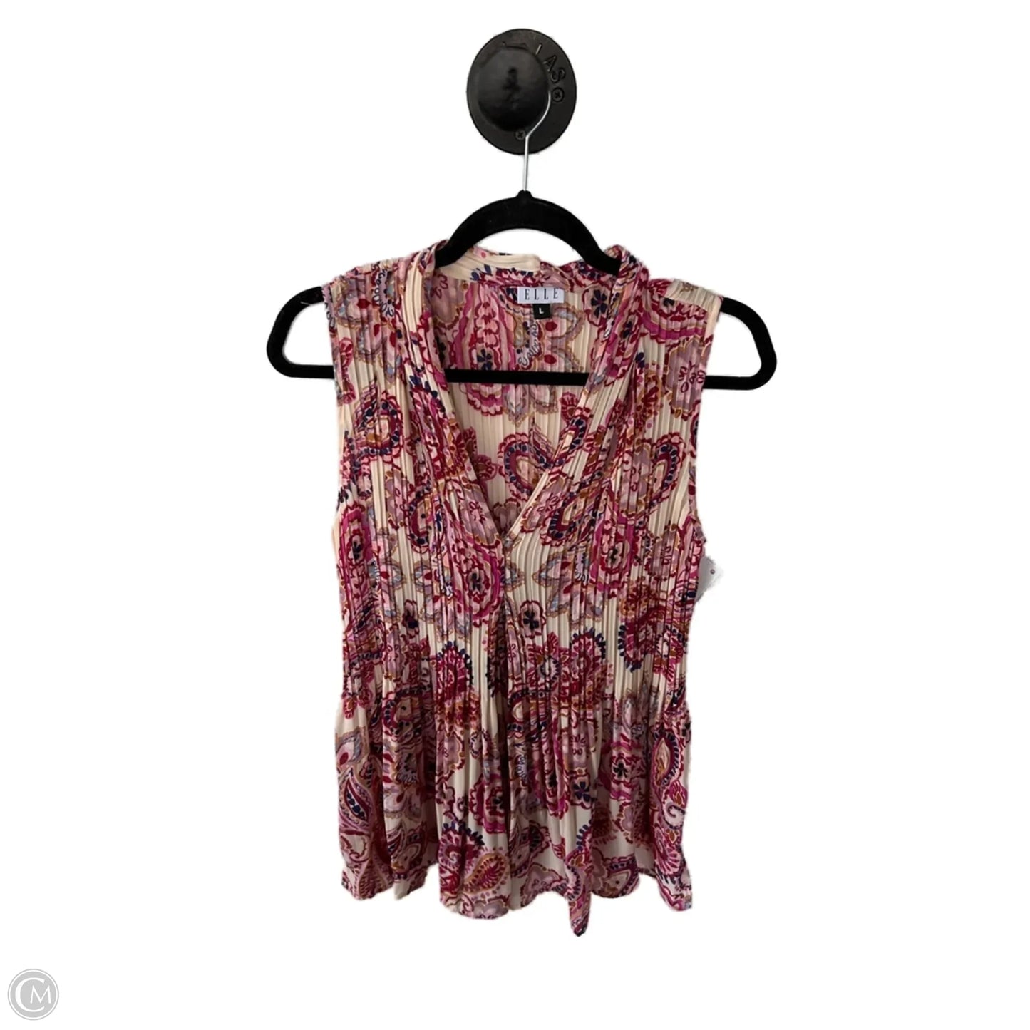 Tunic Sleeveless By Elle In Pink & Tan, Size: L