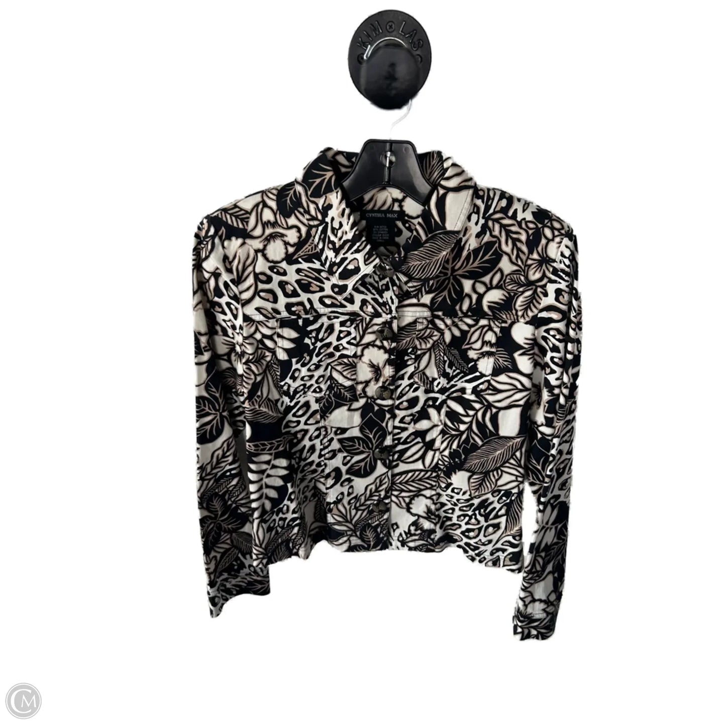 Jacket Denim By Cynthia Rowley In Black & Cream, Size: S